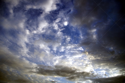 天空,蓝色,云,美,水平画幅,纹理效果,巨大的,户外,云景