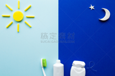 人的牙齿,夜晚,空的,概念,早晨,身体保养,月亮,太阳,装管,牙线