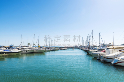 Yachts and sailboats docked at the marina, Spain