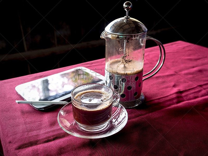 热,咖啡,玻璃杯,褐色,早餐,咖啡馆,水平画幅,无人,早晨,浓咖啡