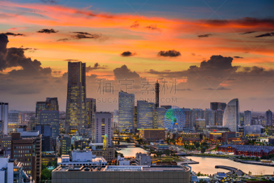 横滨,城市天际线,横滨高速铁路,黄昏,著名景点,2015年,户外,建筑,关东地区,都市风景