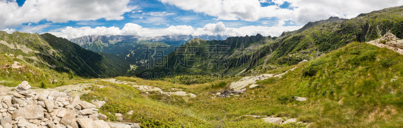 摩德纳迪坎皮格里奥,山景城,在上面,多洛米蒂山脉,天空,旅游目的地,水平画幅,蓝色,全景,欧洲