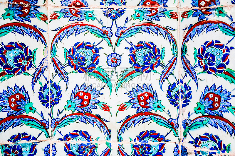 蓝色,瓷砖,土耳其,艺术,水平画幅,形状,墙,无人,符号,古老的
