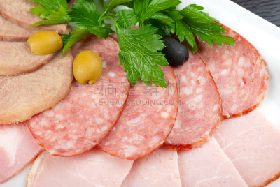 肉,多样,萨鲁美尔利亚,餐具,动物嘴,水平画幅,膳食,熟食店,特写,莴苣