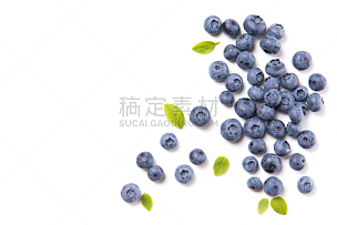 蓝莓,边框,清新,叶子,浆果,视角,顶部,白色背景,分离着色,北蓝越橘