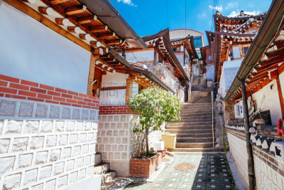 韩国,北村韩屋村,传统,巷,著名景点,屋顶,朝鲜半岛,背景,户外,旅行者