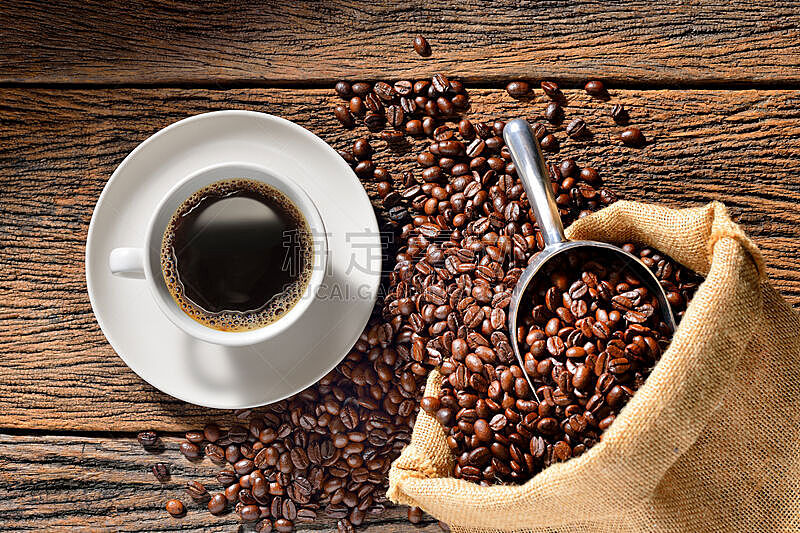 咖啡杯,烤咖啡豆,褐色,芳香的,水平画幅,无人,早晨,饮料,特写,咖啡