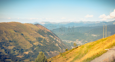 宝丽丝山脉,看风景,大麦町,滑雪场,法国,雪,草,岩石,夏天,户外