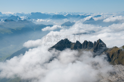 瑞士阿尔卑斯山,在上面,桑蒂斯,俄彭泽勒兰德州,美,水平画幅,高视角,山,无人,户外