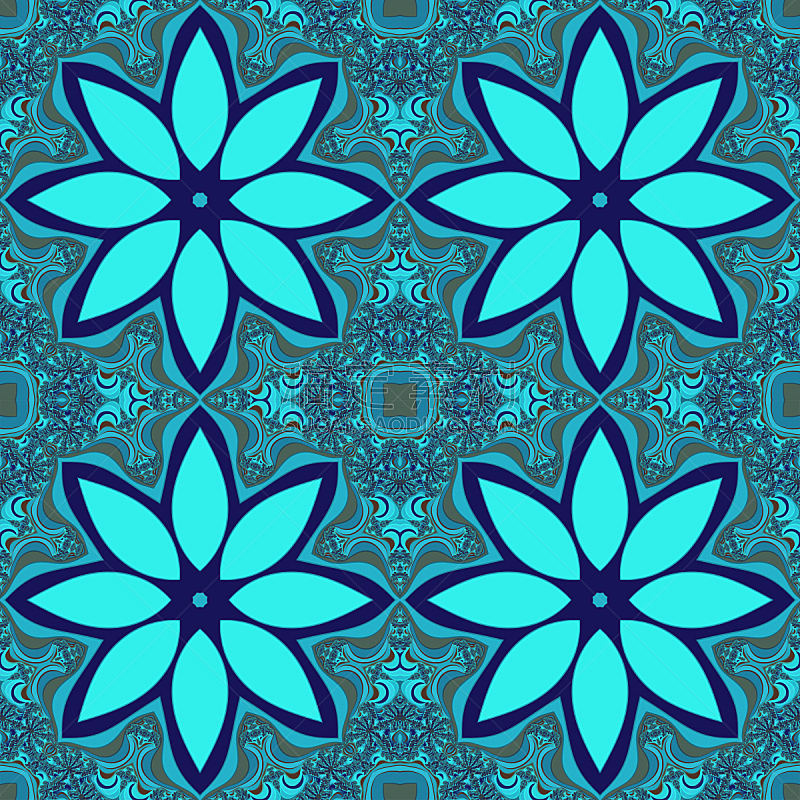 分形,瓷砖,蓝盆花,锐角,无缝纹理,数字8,循环元素,曼荼罗,艺术,无人
