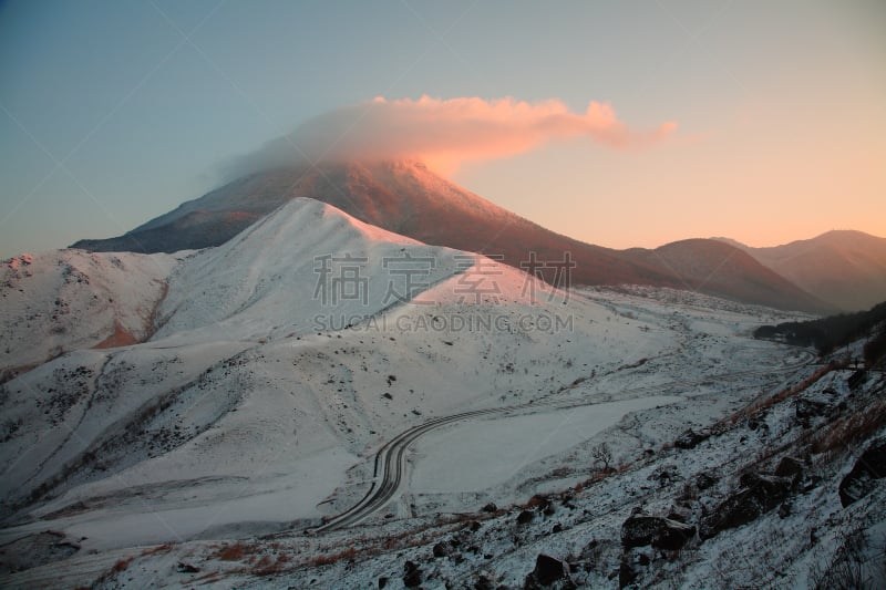 汤布院,雪,水平画幅,冬天,无人,2015年,户外,大分县,凫山,摄影