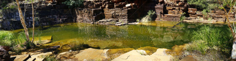 全景,澳大利亚,dales gorge,自然美,水,the pilbara,豁出去了,沟壑,水平画幅,瀑布