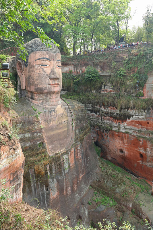 乐山大佛,乐山,大菩萨,雕像,世界遗产,石材,佛教,旅游目的地,垂直画幅,无人