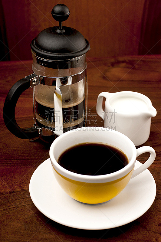 咖啡,滤压壶,清新,咖啡杯,概念,杯,垂直画幅,饮食,早餐,工间休息