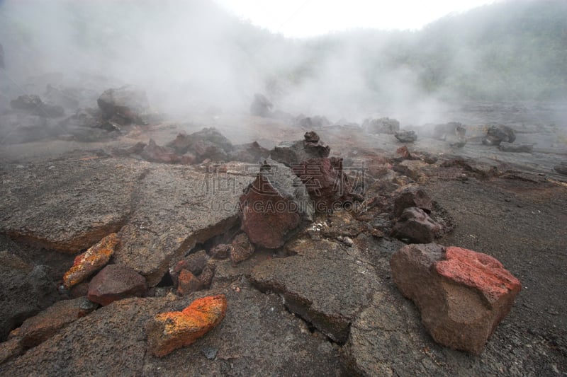 在底端,火山口,几劳亚活火山,硫磺,公园,褐色,水平画幅,无人,火山地形,户外