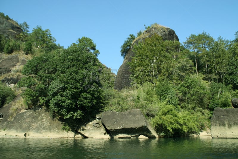 自然,地形,山,武夷山,福建省,水,天空,美,水平画幅,绿色