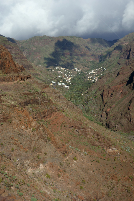 西班牙,戈梅拉,格然瑞山谷,加那利群岛,垂直画幅,水平画幅,火山地形,大西洋群岛,户外,棕榈树