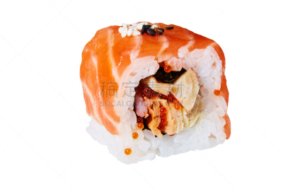 三文鱼,寿司,背景分离,日本食品,米,生鱼片寿司,影棚拍摄,洞穴,鱼类,白色