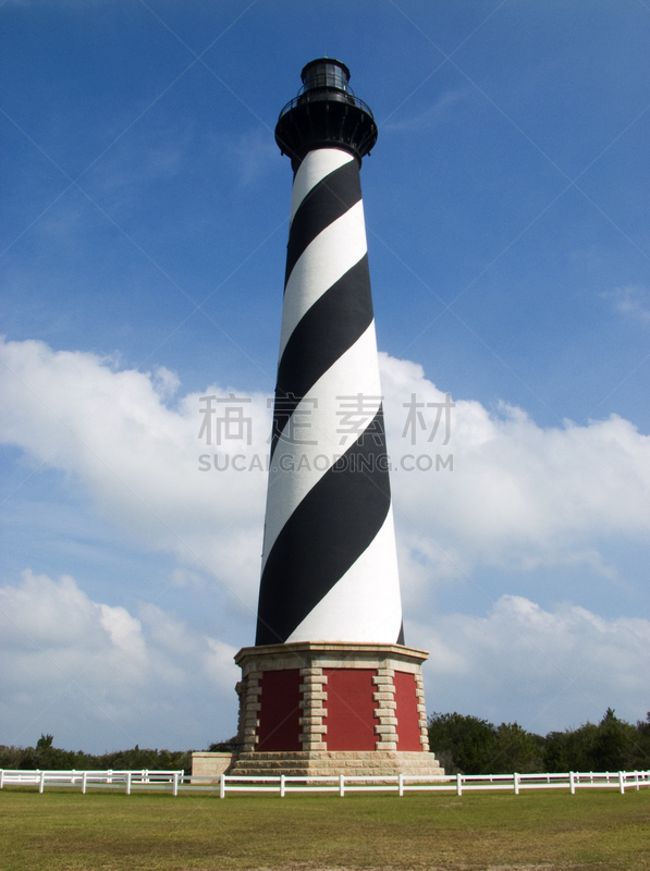 海特瑞斯灯塔,巴克斯顿,海特瑞斯角,外海岸,垂直画幅,纪念碑,天空,北卡罗来纳,无人,灯塔楼