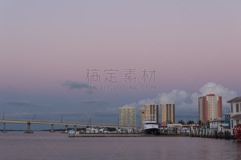 迈尔斯堡酒店,佛罗里达,市区,河流,居住区,麦尔斯堡海滩,水,天空,水平画幅,日落