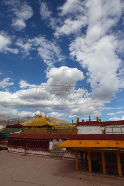 大昭寺,金叶,垂直画幅,灵性,无人,符号,屋顶,佛教,山,中国
