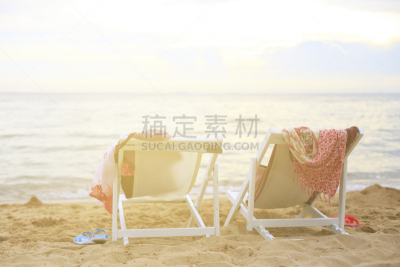 海滩,两只动物,户外椅,芭堤雅,拖鞋,水,天空,美,水平画幅,沙子