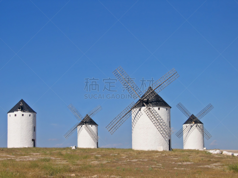 古老的,风车,唐吉诃德,克里普塔纳,格瑞纳达-雷阿尔城,卡斯蒂利亚-拉曼恰,天空,风,水平画幅,无人