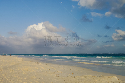 墨西哥,海岸线,波浪,玛雅文明,海滩,加勒比海,白沙国家纪念馆,热带气候,云,海浪