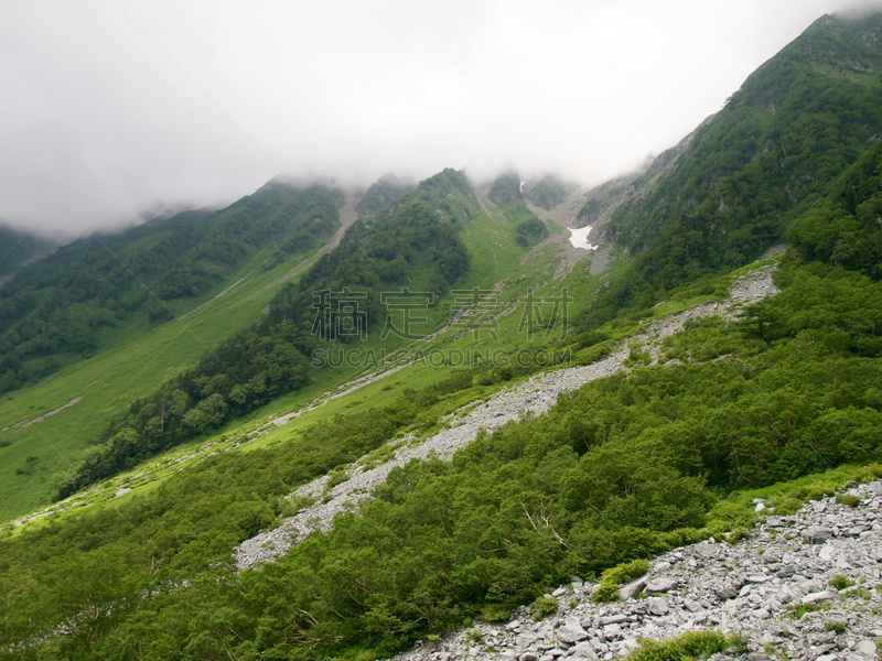 上高地国家公园,长野县,国家公园,水平画幅,雪,无人,在边上,夏天,户外,山