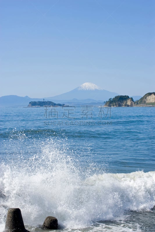 富士山,风景,江之岛,伊豆半岛,相模湾,垂直画幅,地形,秋天,无人,日本