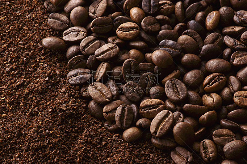 研磨咖啡,咖啡豆,烤咖啡豆,留白,褐色,咖啡生豆,水平画幅,咖啡,无人,纸