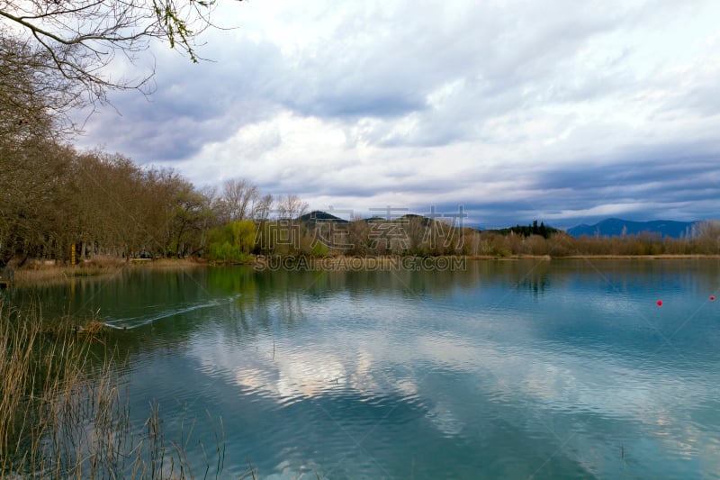 湖,巴塞罗那,全景,巴纽蕾斯,西班牙,水,天空,褐色,水平画幅,无人