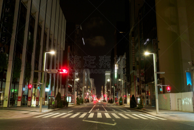 夜晚,银座,东京,水平画幅,地形,无人,日本,户外,城市,光