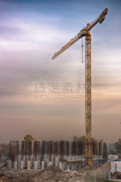 Cranes on construction site.