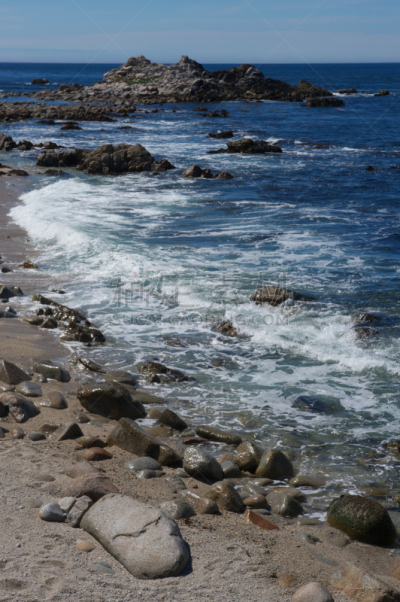 波浪,蒙特里湾,垂直画幅,蒙特利市,半岛,岩石,无人,蓝色,偏远的,独处