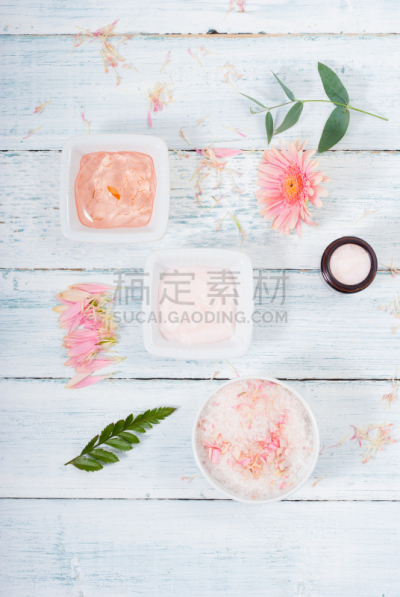 化妆用品,粉色,花瓣,健康保健,浴盐,怀旧风格,非洲雏菊,广口瓶,背景,护手霜