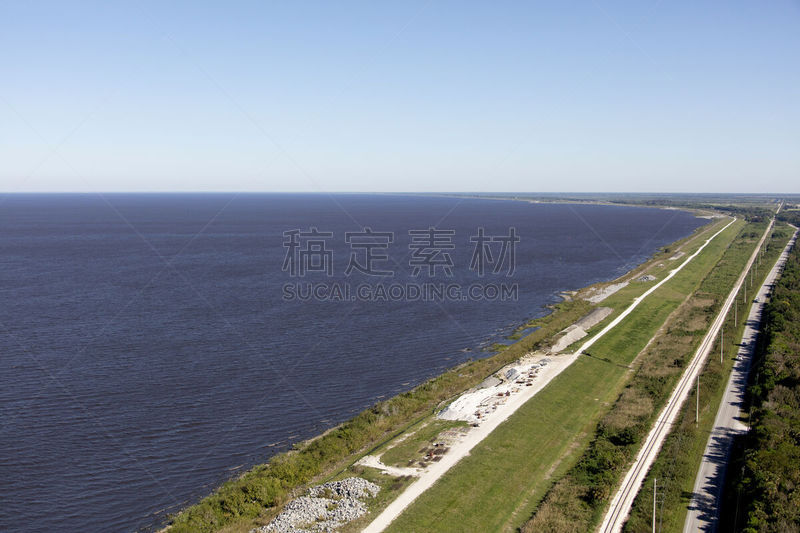 奥奇丘比湖,航拍视角,图像,佛罗里达,美国,无人,湖,水,墨西哥湾沿岸国家,沼泽地国家公园
