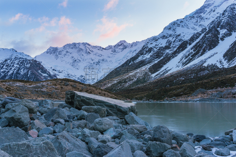 湖,山,地形,霍克湖,新西兰坎特伯雷地区,库克山,新西兰南岛,北卡罗来纳,留白,水平画幅