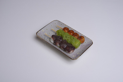 团子,三个物体,水平画幅,日本料理,无人,传统,日本,白色背景,甜米糕,甜豆沙