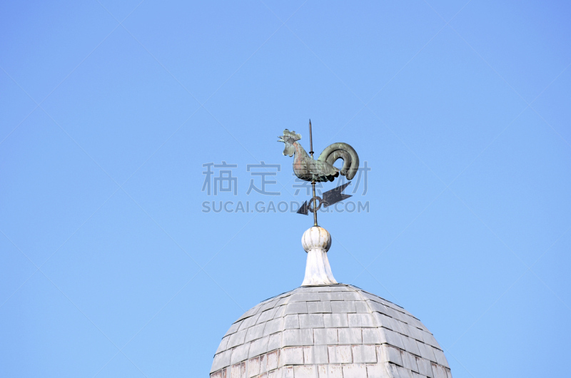 风标,避雷针,天空,留白,水平画幅,无人,古老的,古典式,户外,金属