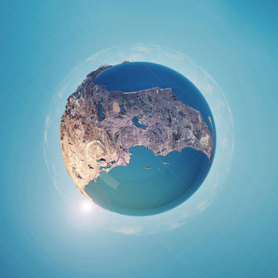 巴库,360度景观,球体,三维图形,全景,文凭,小的,行星,里海,小星球的格式
