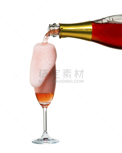 淡红葡萄酒,桃红香槟,垂直画幅,葡萄酒,饮食,无人,香槟杯,玻璃,玻璃杯,白色背景