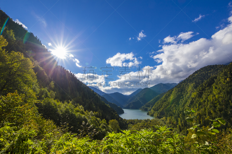 夏天,湖,山,风景,自然美,阿波卡次共和国,水,天空,美,水平画幅