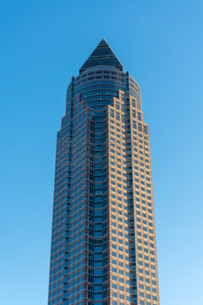 天空,商品交易会大厦,蓝色,法兰克福,特写,分离着色,垂直画幅,办公室,外立面,无人