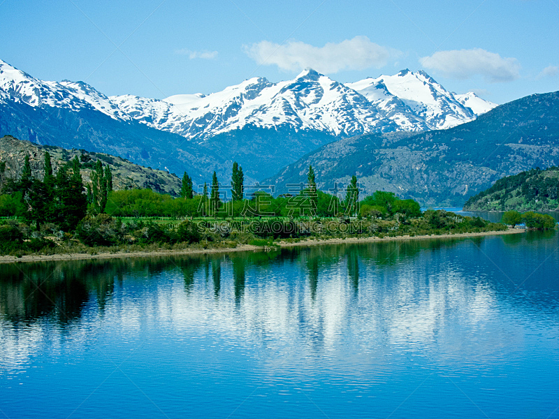 安地斯山脉,湖,智利,南美,水平画幅,地形,雪,无人,户外,巴塔哥尼亚