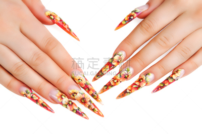 美,指甲,花纹,人造的,彩妆,艺术,水平画幅,形状,美人