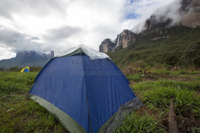 罗赖马山,委内瑞拉,湿,雨,canaima,平顶山,天空,水平画幅,无人,火山地形