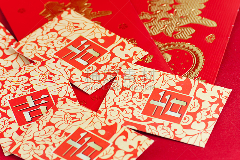 春节,红包,中文,汉字,背景分离,信封,东亚人,传统节日,亚洲人种