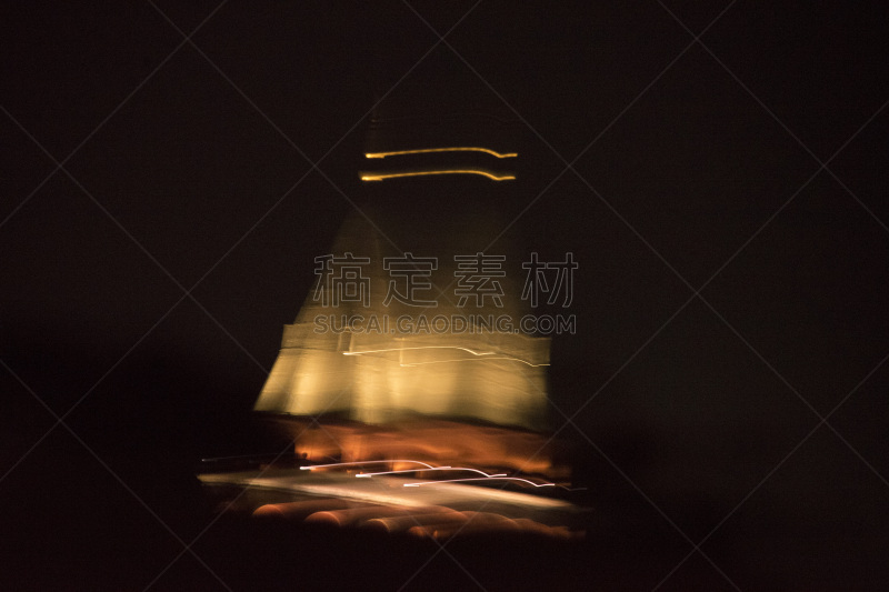 夜晚,加拉太塔,独立大道,黄灯,贝伊奥卢,建筑模型,水平画幅,墙,无人,古老的