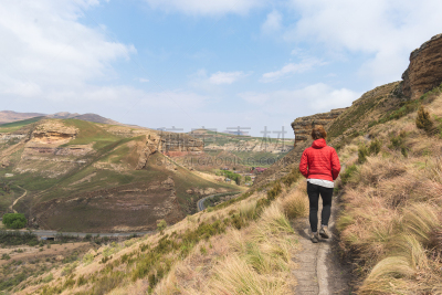 金门高地国家公园,旅行者,山,小路,风景,悬崖,徒步旅行,峡谷,南非,冒险